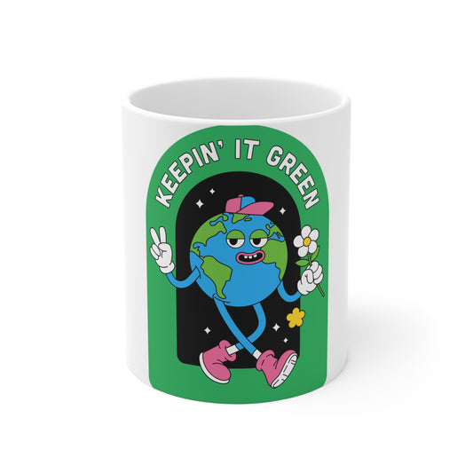 Keepin' It Green Mug - 11oz Eco-Friendly Coffee Cup for Nature Lovers