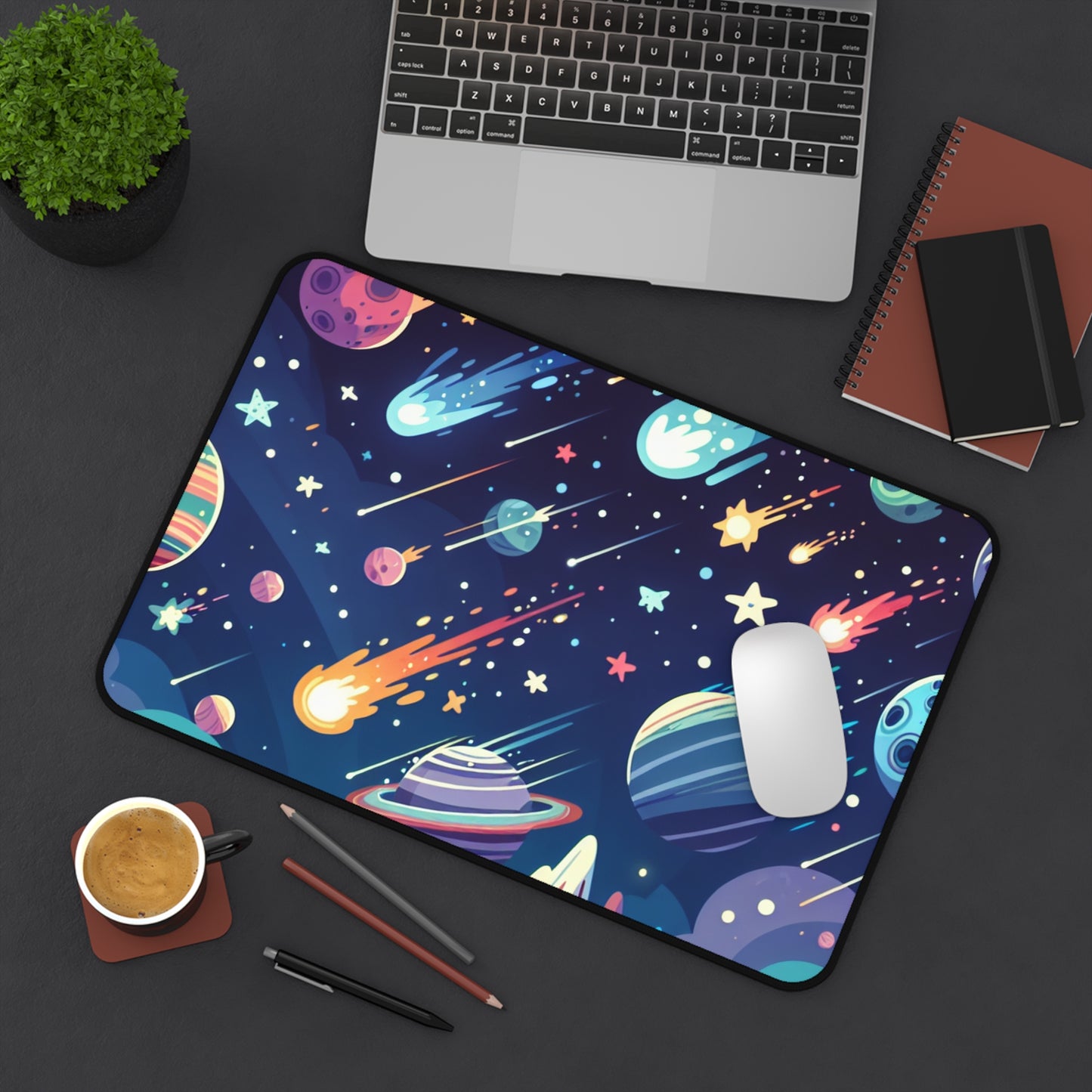 Cosmic Space Desk Mat - Colorful Planetary Design for Gamers & Space Enthusiasts