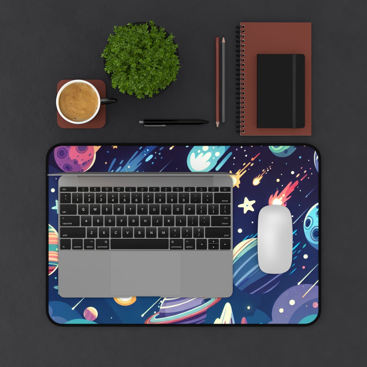 Cosmic Space Desk Mat - Colorful Planetary Design for Gamers & Space Enthusiasts