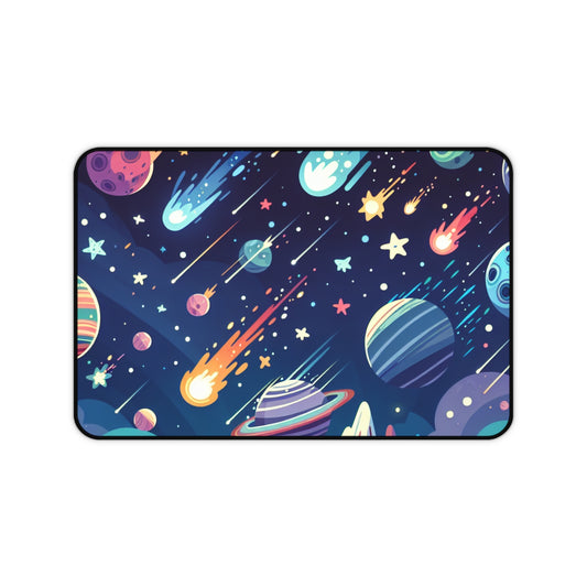 Cosmic Space Desk Mat - Colorful Planetary Design for Gamers & Space Enthusiasts